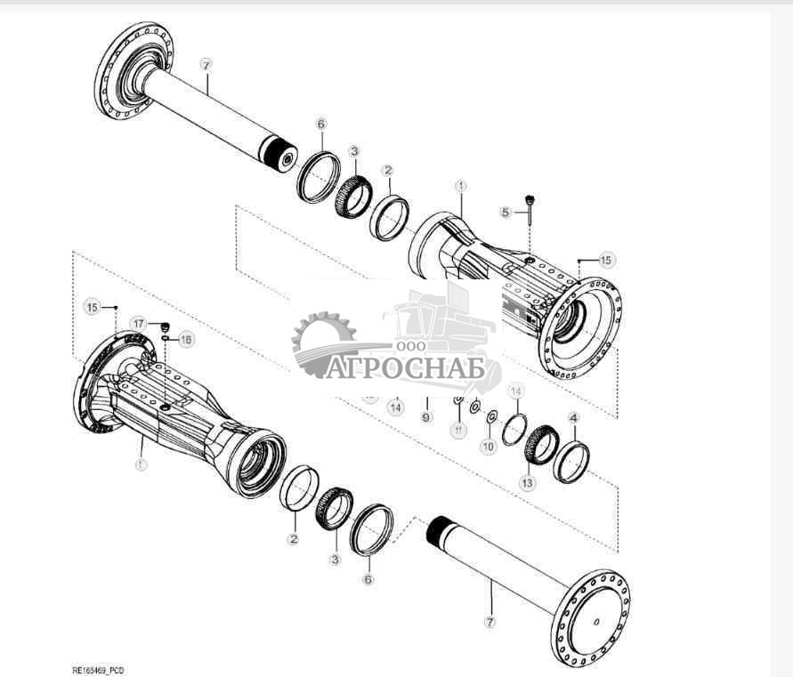 RE165469 Вал и картер моста 